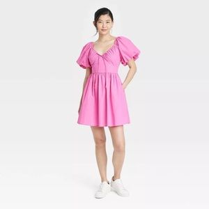 NEW Pink Puff Short Sleeve Dress • a new day • Barbie Pink